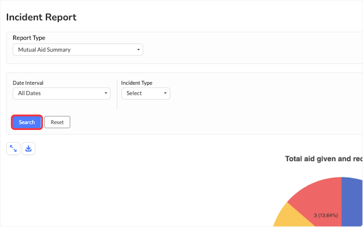 Click on Search to run the report based on the updated parameters. 