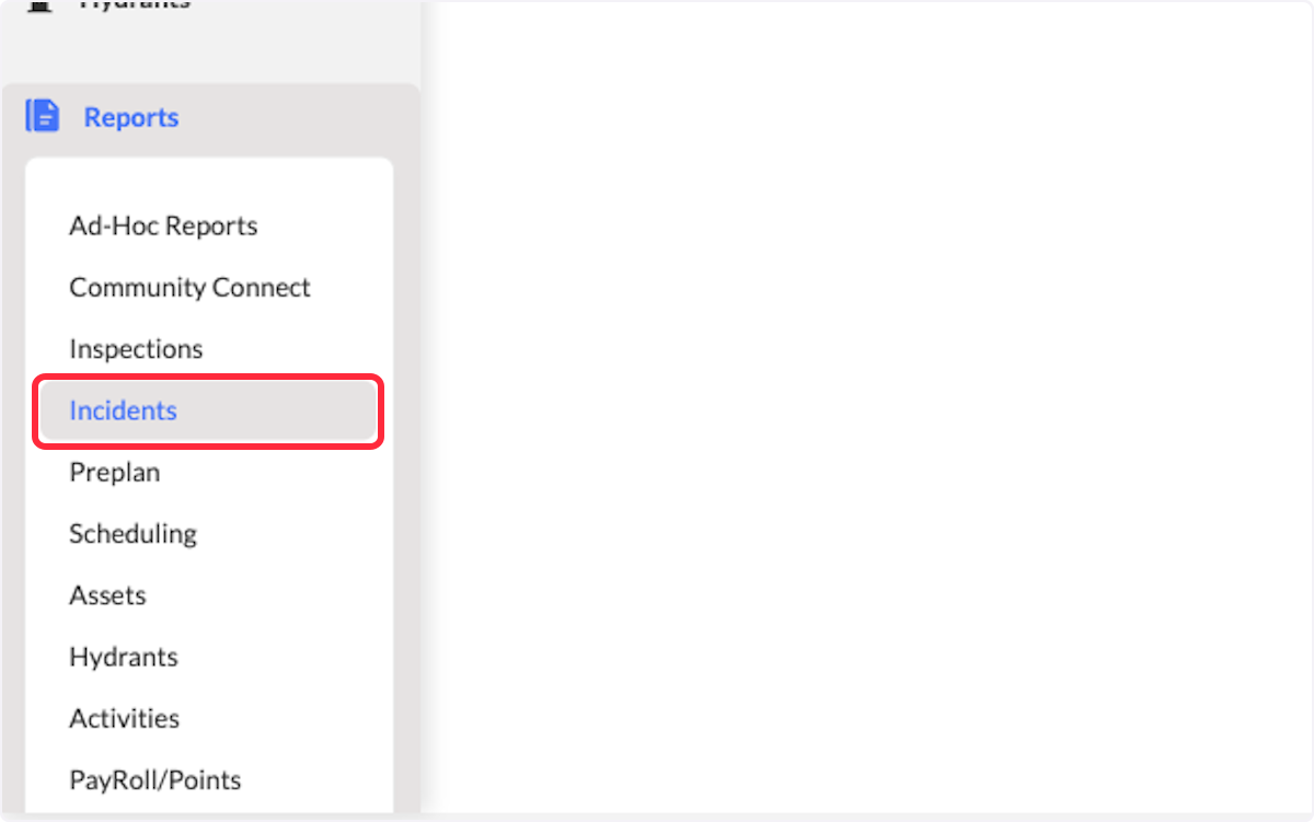 Navigate to Reports and click on Incidents.