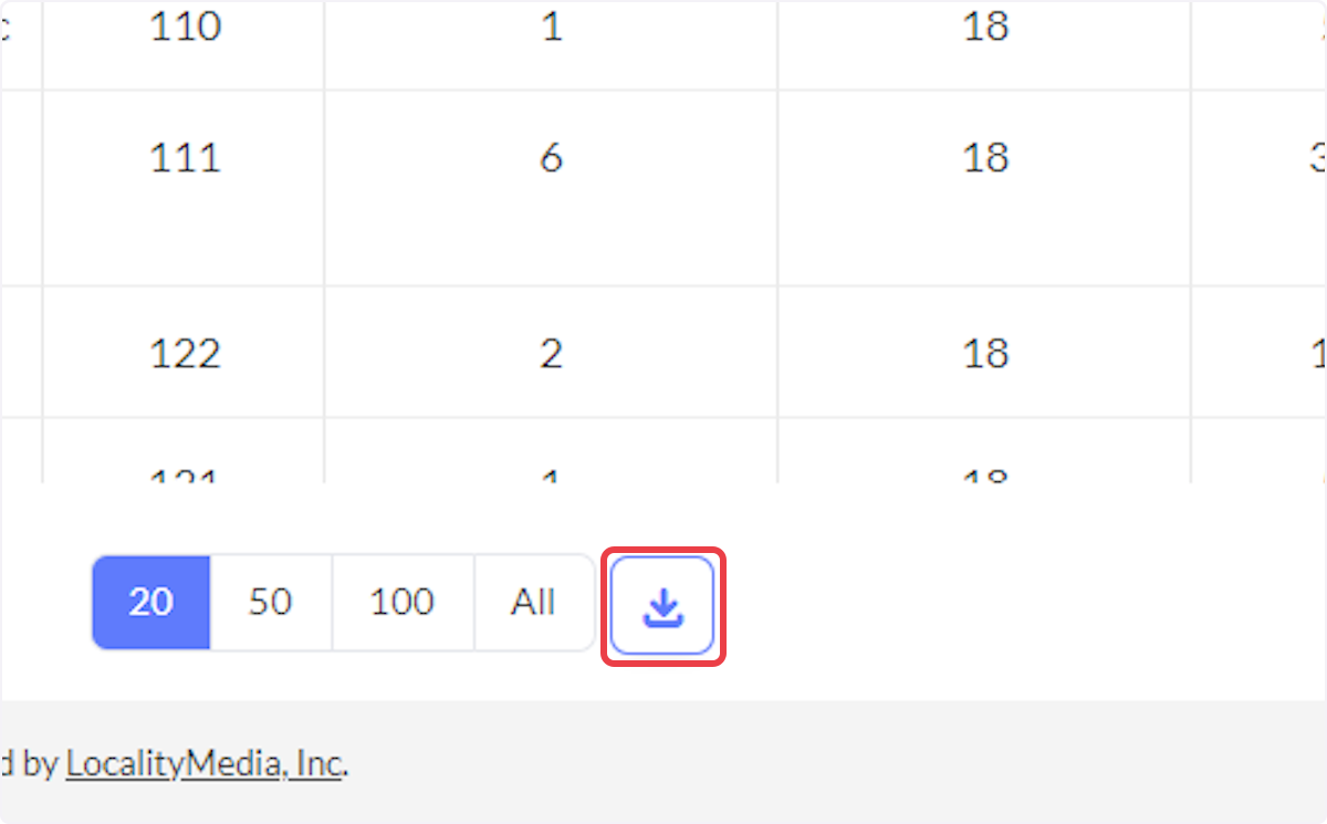 Click on the download icon to download report data into a CSV file.