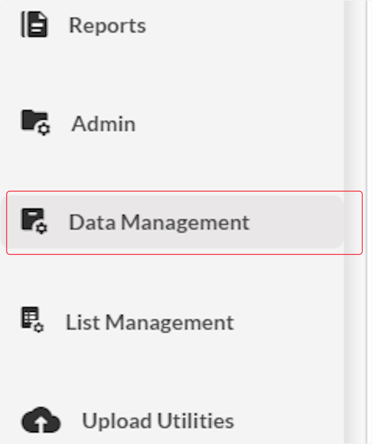 Navigate to Data Management.
