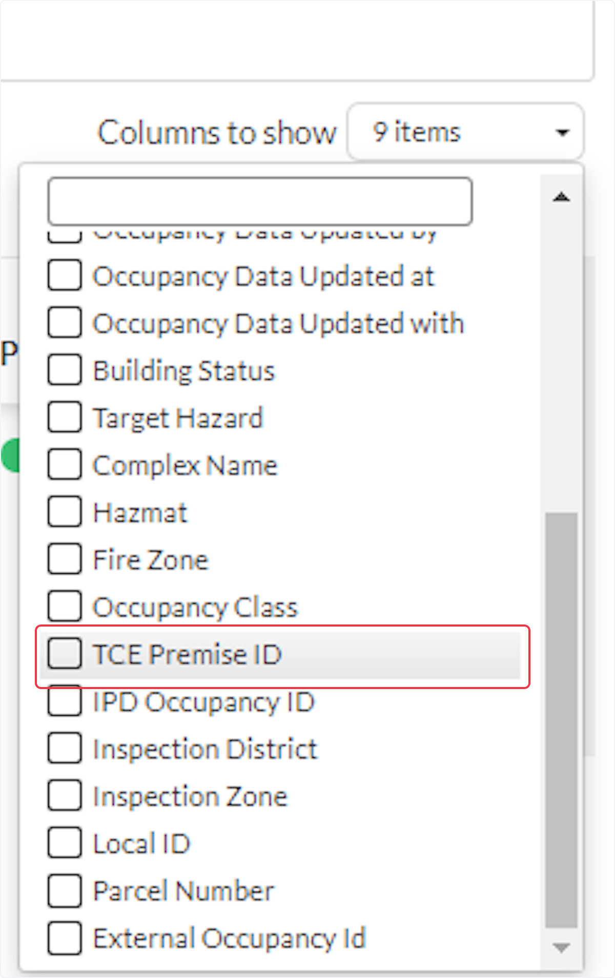 Click on TCE Premise ID.