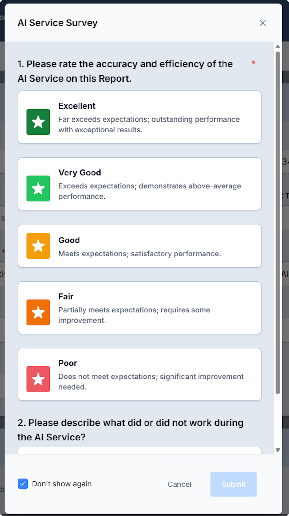 There will be an AI service survey that populates to complete and submit.