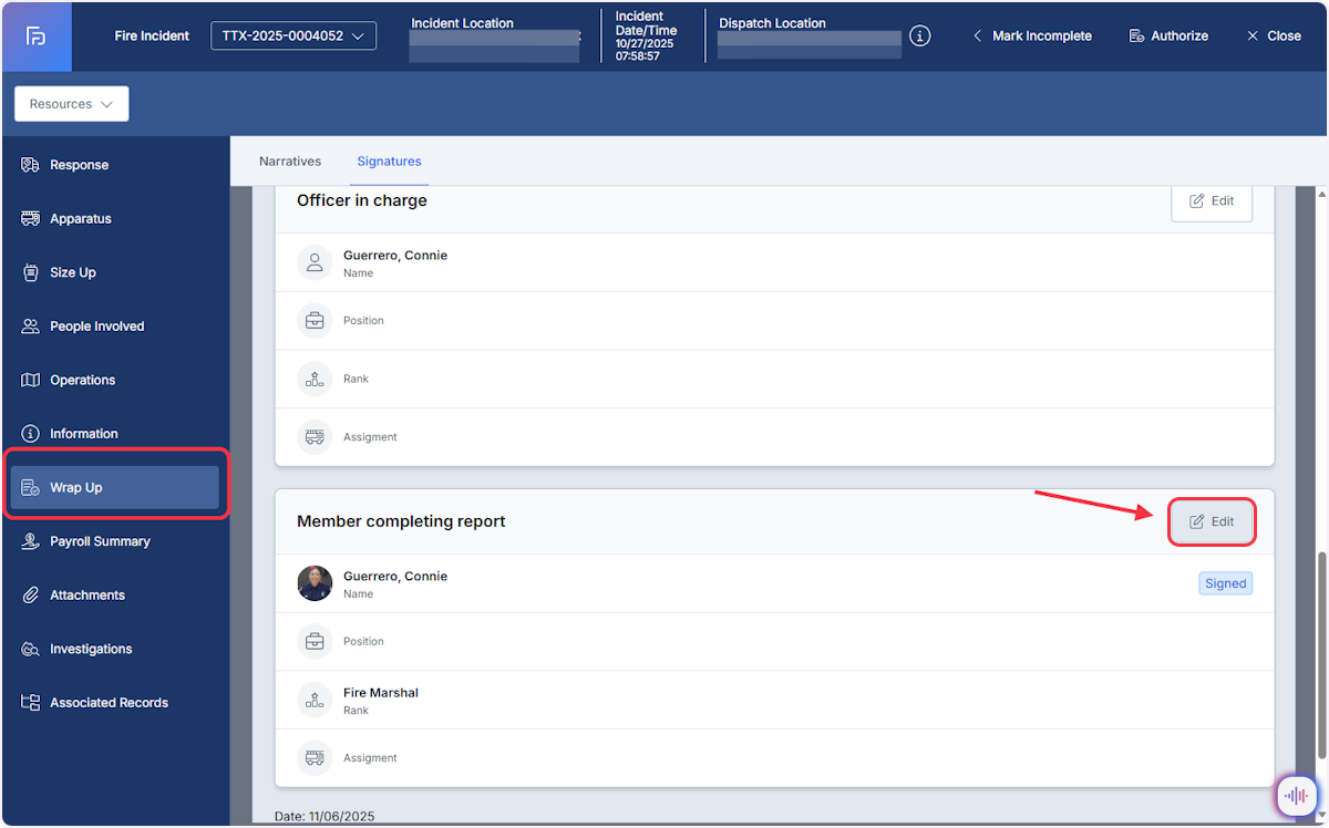 Wrap up the report by completing your signature. Click on Edit
