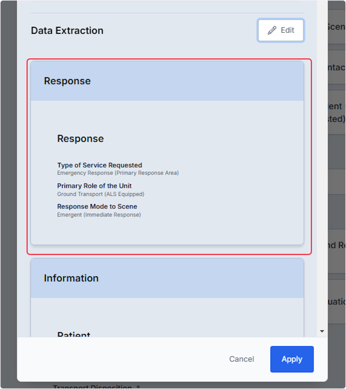 The Data Extraction will show all information that was extracted from your transcription.